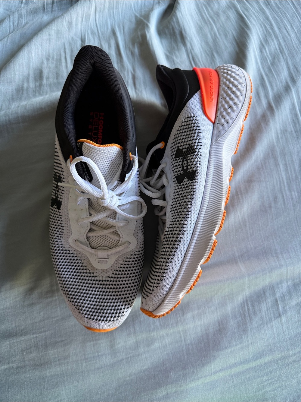 Under Armour White & Orange Running Shoes